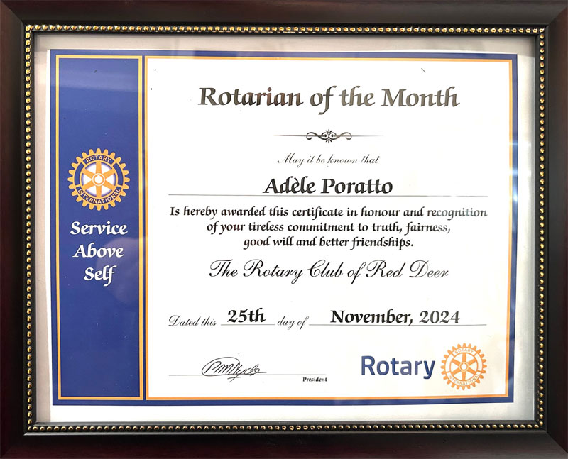 Rotarian of the Month Award.